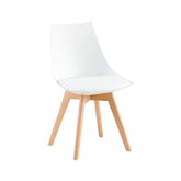 Hectarul - Scaun de bucatarie/dining alb din PP si lemn cu perna moale din piele ecologica, Norse HARO